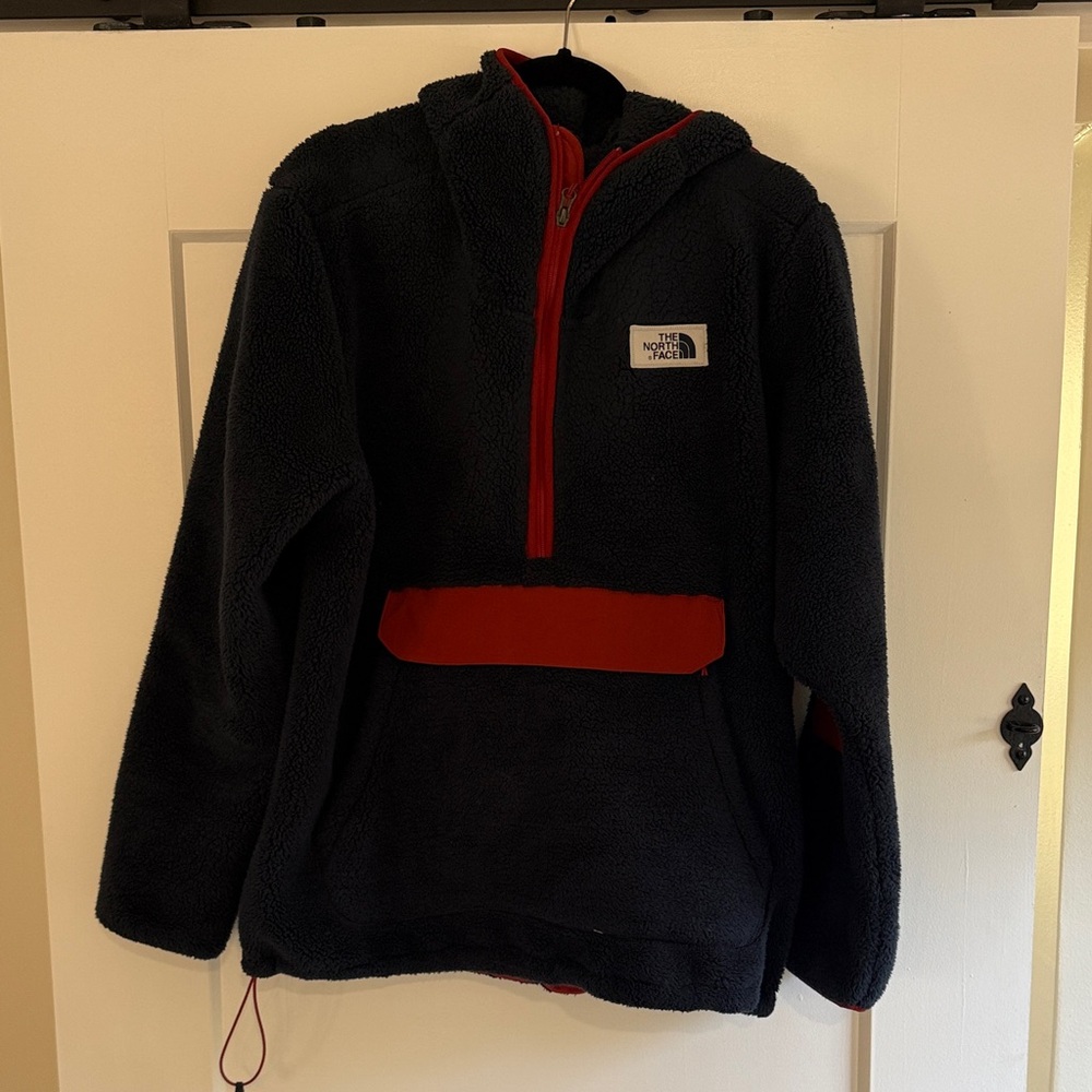 Men’s The North Face Blue and Red Fleece Sherpa Hoodie